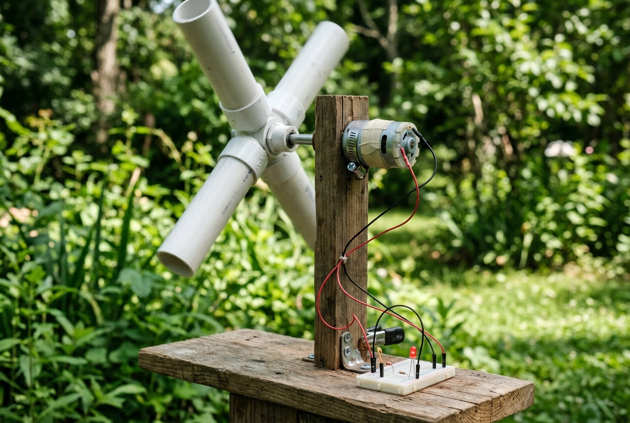Mała turbina wiatrowa z silnika DC